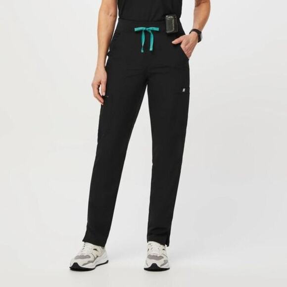 Figs Pants - FIGS Technical Collection Yola FREEx Lined Skinny Straight Scrub Pants Black